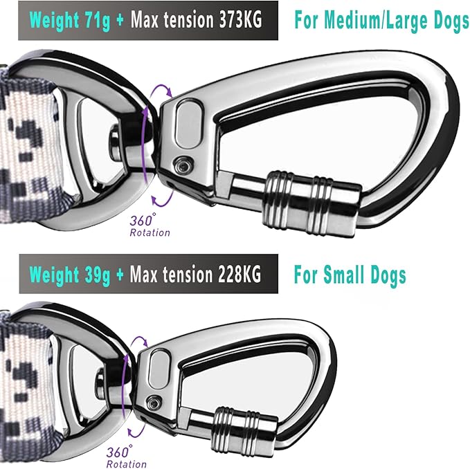 Hotsky Tactical Dog Leash Heavy Duty,4-6Ft Strong Bungee Shock Absorbing Lead with Padded Double Handle,Car Seatbelt,Metal Carabiner Clip,No Pull Leash for Small Dogs,ACU