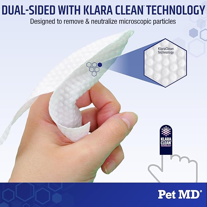 Pet MD Finger Wipes - Tear Stain Remover for Dogs & Cat Eye Wipes - Dog Eye Wipes for Discharge and Crust - Fragrance-Free & Hypoallergenic Face and Eye Cleaner - 50ct