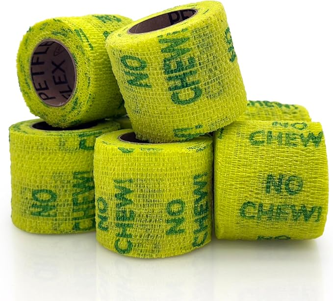 PetFlex No Chew – Flexible Self-Adhering Elastic Bandage for Wound Care – First Aid Wrap for Small Animals Like Dogs, Cats, and Other Pets - 2 inch, 6 Rolls
