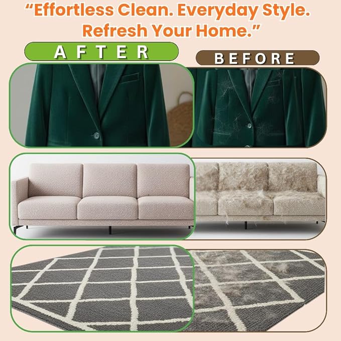 Pet Hair Removal Glove for Cats & Dogs with Silicone Pet Toothbrush – Reusable Magic Brush – Five-Finger Electrostatic Pet Hair Remover Glove for Laundry, Couch, Carpet & Car Seat