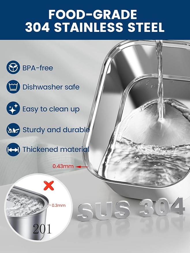 Cat Water Fountain Stainless Steel for Cats Indoor by BPA-Free SUS304, Effective 6-Layer Filter Cat Fountains for Drinking 2.5L 85oz 20dB Ultra Quiet Soft Flow Metal Pet Water Fountain