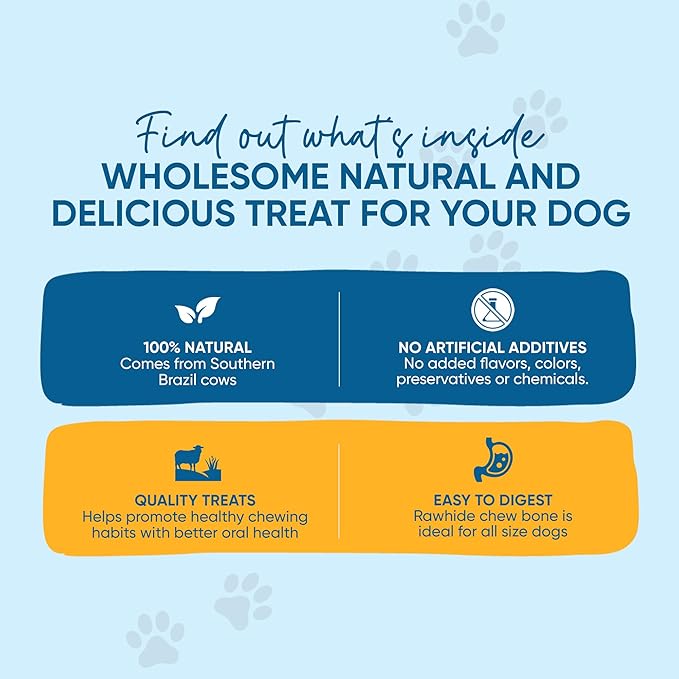 123 Treats Rawhide Bones for Dogs– 6-7" (10 Count) Natural Raw Hide Bones, Long Lasting Dog Chews, Free Range Rawhide Chews for Dogs with No Additives or Hormones, | Ideal for All Dog Sizes