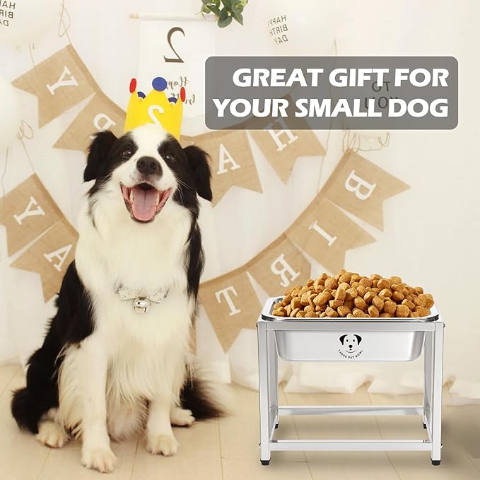 0.85 Gallon Elevated Large Dog Water Bowl, 10.23" Raised Stainless Steel Bowl for Medium Large Breed, Elevated Dog Water Bowl with Full Metal Stand, Easy to Clean and Assemble for Indoor Outdoor