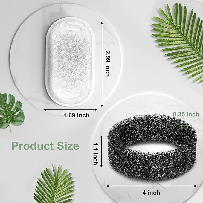 Cat Water Fountain Filters, Compatible with Stainless Steel Pet Fountain Replacement Filters for Cat Fountain (4 Filters& 4 Sponges)
