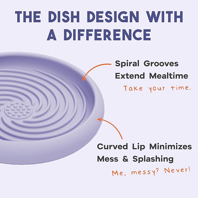 Awoo Lick Dish Silicone Dog & Cat Lick Mat & Slow Feeder with Suction Cups, Non-Slip, Dishwasher Safe, Extend Mealtime, Reduce Anxiety (Periwinkle)