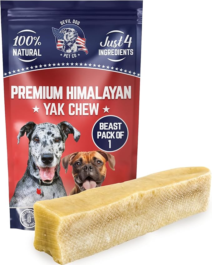 Devil Dog Pet Co. Himalayan Yak Cheese Dog Chews, Beast - 1 Pack, 100% Natural & Healthy, Lactose-Free, Long-Lasting Dog Treats, Premium Yak Milk Chew Bones for Dogs