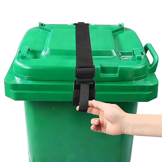 1 Pcs Trash Can Lock for Animals Secure Garbage Can Lid Straps Adjustable Heavy Duty Outdoor Bins, Bear/Raccoon/Dog Proof