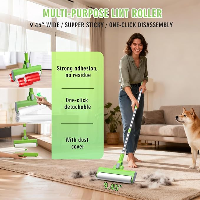 MXF Pet Hair Remover Kit - Including Carpet Rake & Large Lint Roller, 2 in 1 Pet Hair Removal Tool Cat Dog Fur Rakes Scraper Carpet Broom for Carpets, Rugs, Mats, Pet Beds