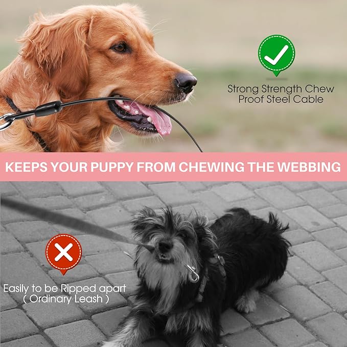 Upgraded Retractable Dog Leash with Chew Proof Cable and Poop Bag Dispenser, 16Ft Heavy Duty Dog Leash for Small Medium Large Dogs up to 120lbs, 360° No Tangle