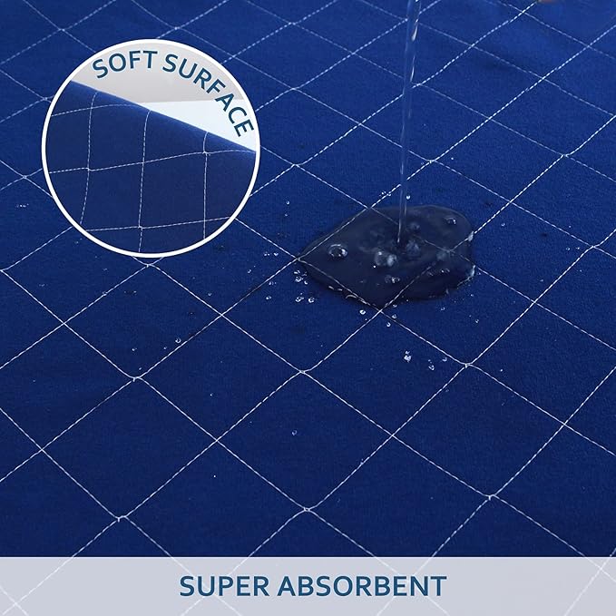 Washable Pee Pads for Dogs, Waterproof Round 48" Dog Whelping Pads, Reusable Pee Pad Quilted, Fast Absorbing Training Pads for Dogs, Housebreaking Absorption Pads,Grey & Navy