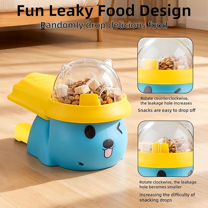 Yaindhi Dog Interactive Treat Dispenser Toy, Interactive Cat Dog Puzzle Toy, Dogs Food Treat Feeding Dispenser for Healthy Eating for Small & Medium (Blue/Yellow)