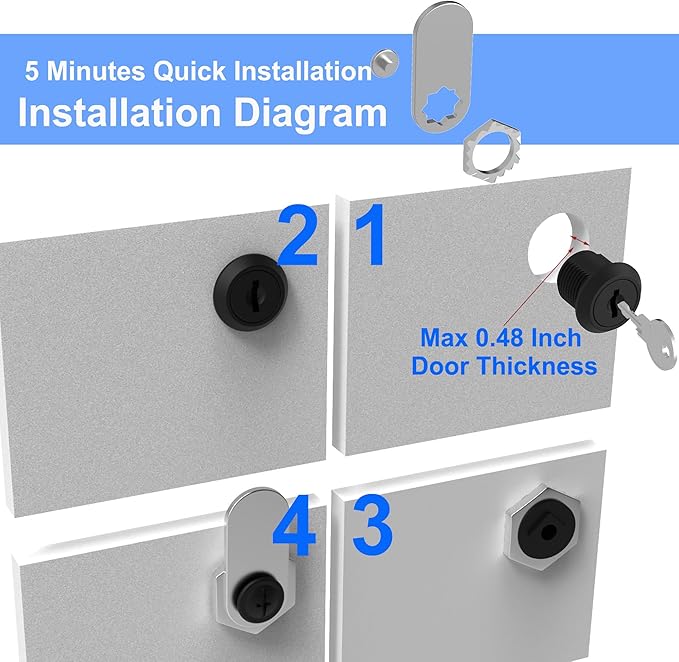 1 Pack Cabinet Locks with Keys, 5/8" Cam Lock Keyed Alike, Mailbox Lock RV Cabinet Lock for Secure File Cabinet Mailbox Toolbox Drawer Replacement Lock, Zinc Alloy