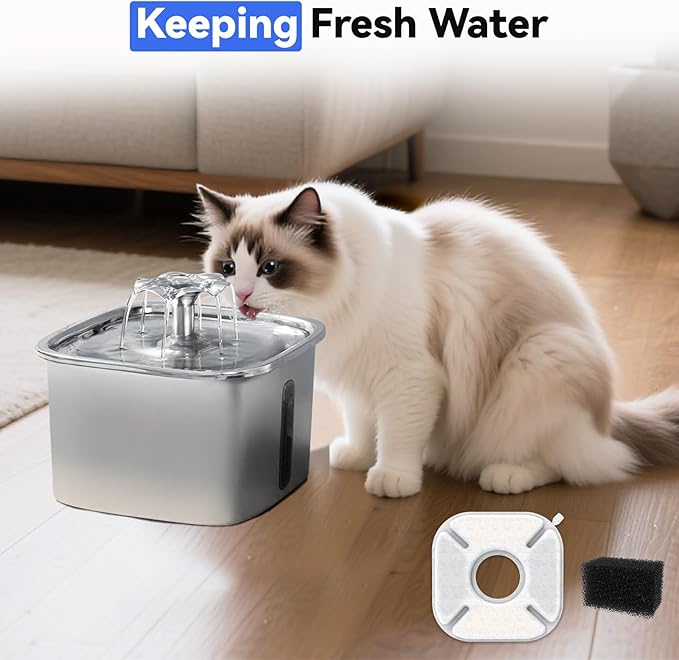 24 Packs Cat Water Fountain Filters Replacement,Compatible with VEKEN® for 67 oz/2L, 85 oz/2.5L, 95 oz/2.5L, 135 oz/4L Automatic Pet Fountain (12 Replacement Filters +12 Pre-Filter Sponges)