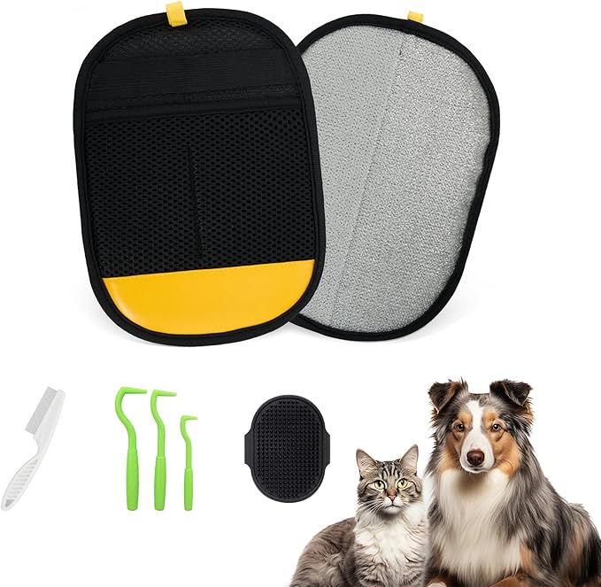 Pet Hair Removal Glove, 2026 Newly Upgraded Electrostatic Pet Hair Remover Glove with Comb,Pet Massage Tool,Pet Hair Remover Tool for Cats & Dogs,Couch,Curtain, Clothing, Carpet, Car Seat(2pcs)