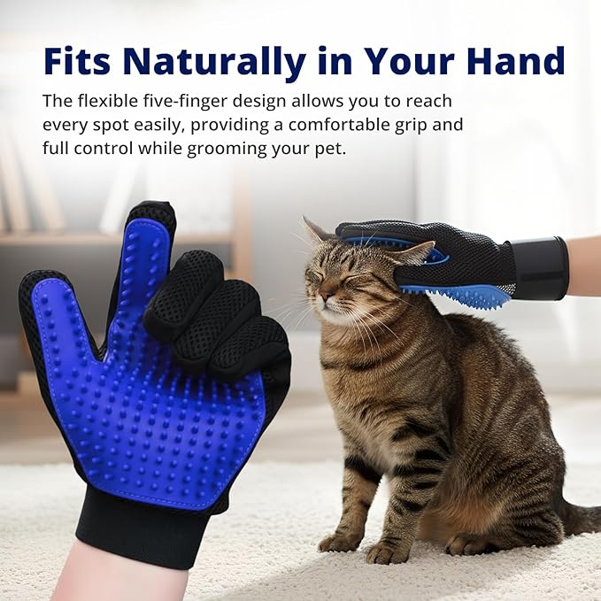 Silent Groom Pro Grooming Glove for Dogs, Cats, Rabbits & Horses | 2-in-1 Pet Brush & Deshedding Tool | Gentle Bathing & Cleaning for Long & Short Hair | Grooming Supplies for Pet Fur Control