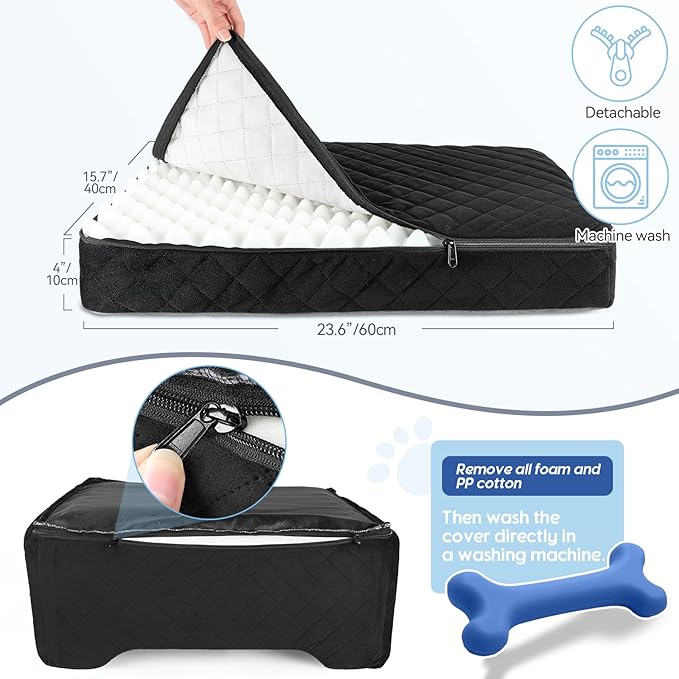 Dog Car Seat for Medium/Large Dogs,Pet Booster Car Seats for Under 50lbs or 2 Small Dogs, Detachable and Washable Pet Bed,Multi-Functional Travel Dog Bed(Black)