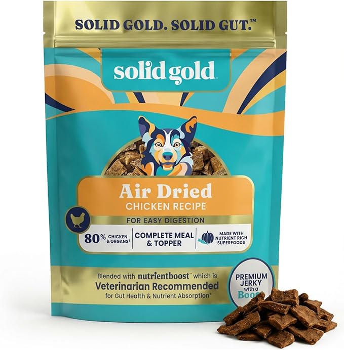 Solid Gold Air Dried Dog Food Toppers for Dry Food - Healthy Dog Treats w/Real Chicken & Superfoods - Serve as a Complete Meal, Topper or Treats - Supports Muscle Growth, Immunity & Digestion - 2lb
