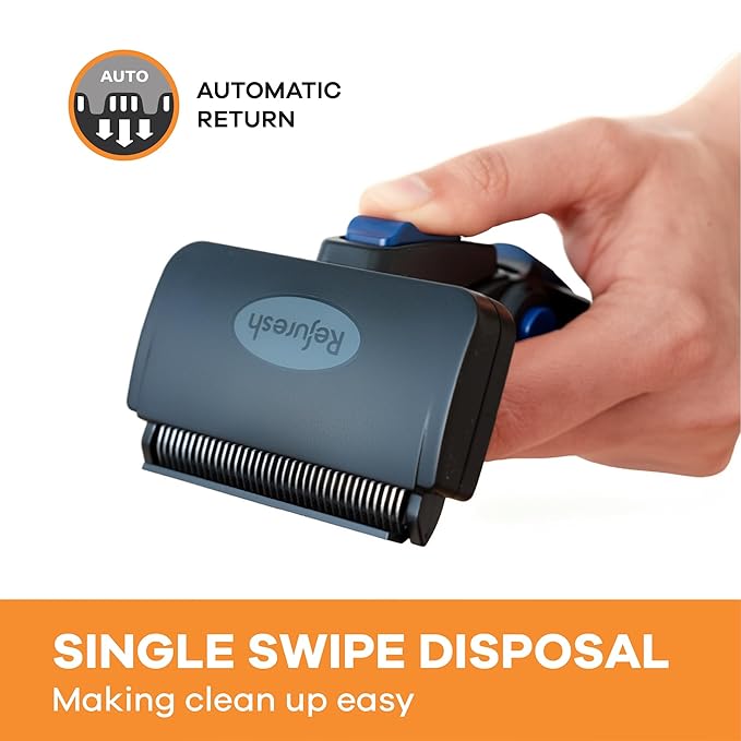 Deshedding Dog Brush for Short/Medium Hair (Large,Blue) – Gentle Deshedding tool for Dogs & Cats – Reduces shedding, without damaging topcoat. Removes Loose Fur & Dead Undercoat.