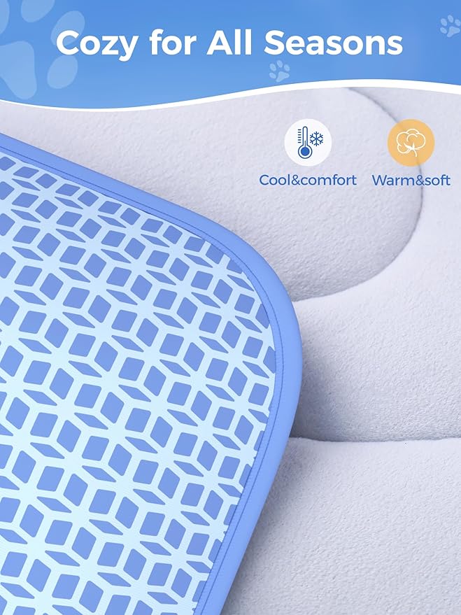 Rywell Dog Cooling Mat, 44*32 Super Thick & Comfortable Cooling Mat for Large Dog with Arc-Chill 3.0 & PCM Tech(Q-Max>0.5), Endothermic Color Changing&Dual Sided for All-Year Use, Portable for Pet Bed