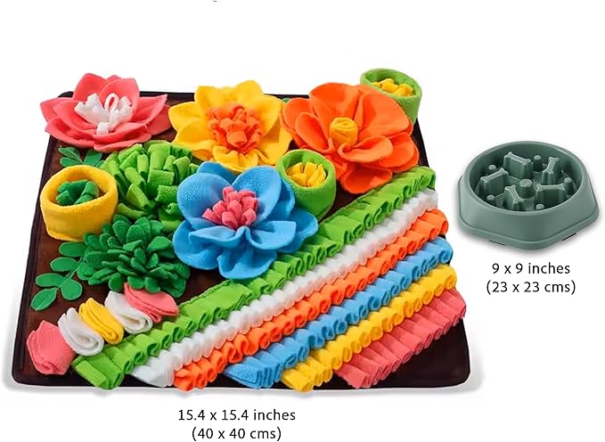 Snuffle Mat for Dogs with Slow Feeder Bowl (Bundle) – Interactive Toy for Anxiety Relief & Mental Stimulation – Durable, Washable Mat for Small, Medium & Large Dogs – Feeding Puzzle Toy for Boredom
