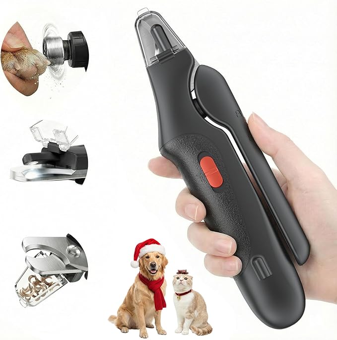 2 in 1 Dog Nail Clippers & Cat Nail Clippers Trimmers for Large Medium Small Dogs Cats Claw Trimmer Quick Sensor and Safety Guard USB Rechargeable Dogs Nail Trimmer with Catcher & 2 LED Lights
