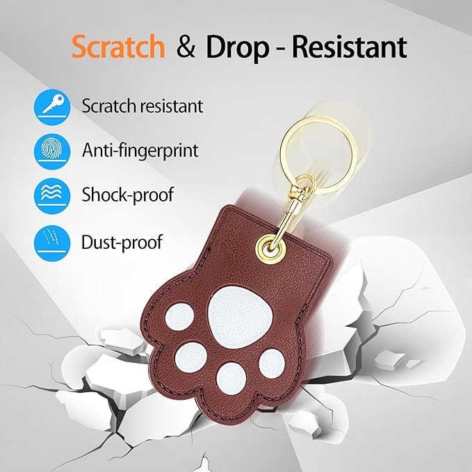 Leather Keychain Case Holder Compatible with Apple AirTag, GPS Airtag Keychain Finder Tracker with Key Ring, Anti-Scratch Protective Air Tag Cover | Leather, GPS, Airtag Keychain, Finder Tracker, with Key Ring, Anti-Scratch