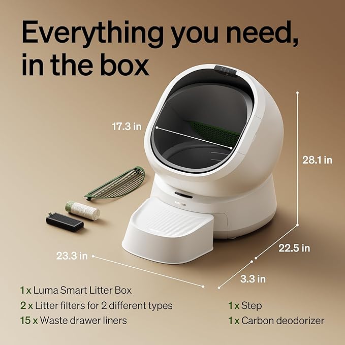 Bundle of PETLIBRO Luma Automatic Cat Litter Box + PETLIBRO Upgrade Cat Water Fountain Stainless Steel Tray, AI Camera Waste Analysis, Open-Top Multi-Cat Recognition LitterBox