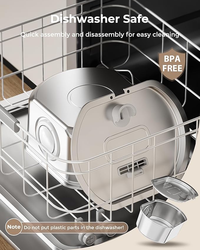 Cat Water Fountain Stainless Steel: 108oz/3.2L Cat Fountain for Drinking - Pet Water Fountain Inside - Automatic Dog Watering Dispenser Bowl - Pet Feeding & Watering Supplies - Water Level Window