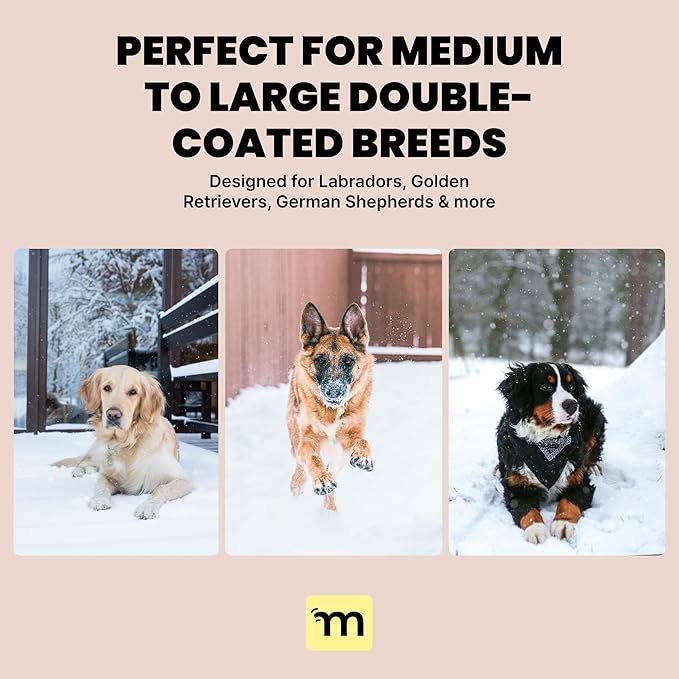 MalsiPree Dog Brush - Large, Black - 2-in-1 Undercoat Rake & Dematting Rake - Shedding Brush & Deshedding Tool for medium to Large Double-Coated Dogs & Cats