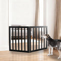 ZJSF Freestanding Indoor Dog Gate for House Foldable Wood Black Puppy Gate for Doorways Pet Gate for Stairs Extra Wide Pet Fence 24" Height 2 Panels