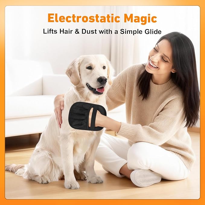 Pet Hair Removal Glove for Dogs & Cats,Reusable Electrostatic Pet Hair Remover Gloves,Magic Brush Pet Hair Removal Tool for Furniture,Couch,Car Seats,Clothing(2Pcs)