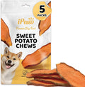 iPaw Sweet Potato Chews, Single Ingredient Dog Treats for Vegetarian, All Natural Human Grade Puppy Chew, Rawhide Alternative, Hypoallergenic, Easy to Digest, 5 Packs
