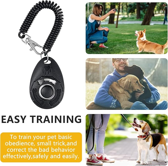 SZO Dog Treat Pouch with Pet Training Clicker, Dog Training Treat Pouch with Waist Belt Clip, Magnetic Closure, Hands-Free Training - Black