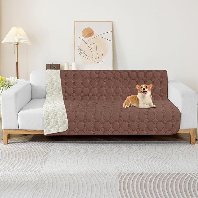 ZNSAYOTX Ultimate Cozy Blankets (52"x82") 100% Waterproof Bed Mat Blanket for Dog Pets, Couch Sofa Protector with Non-Slip Back Washable Durable, Pee Scratch Proof Easy to Clean (Coffee)