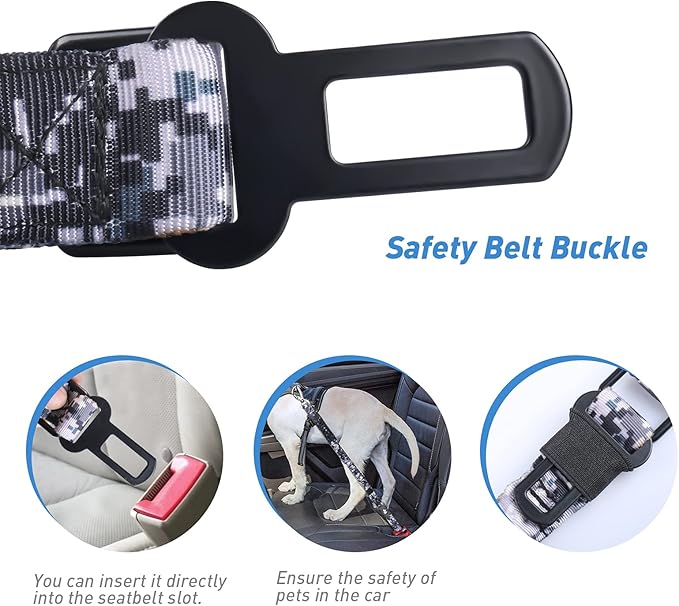 Hotsky Tactical Dog Leash Heavy Duty,4-6Ft Strong Bungee Shock Absorbing Lead with Padded Double Handle,Car Seatbelt,Metal Carabiner Clip,No Pull Leash for Small Dogs,ACU