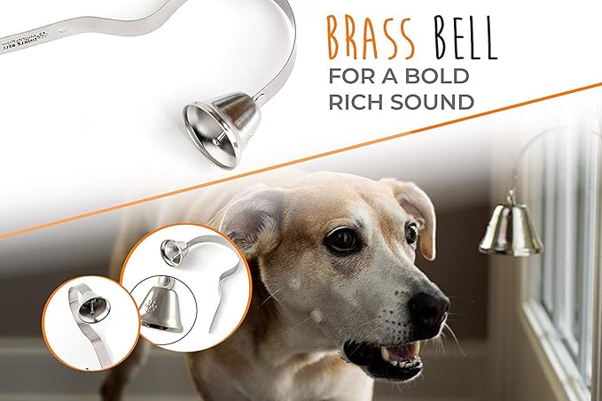 Mighty Paw Metal Dog Doorbell - Durable Bell Big Dog - Optimized Sound - Includes Doggy Doorbell Training Tips - Durable Sleek Silver Bell - Puppy Supplies - Pet Potty Training