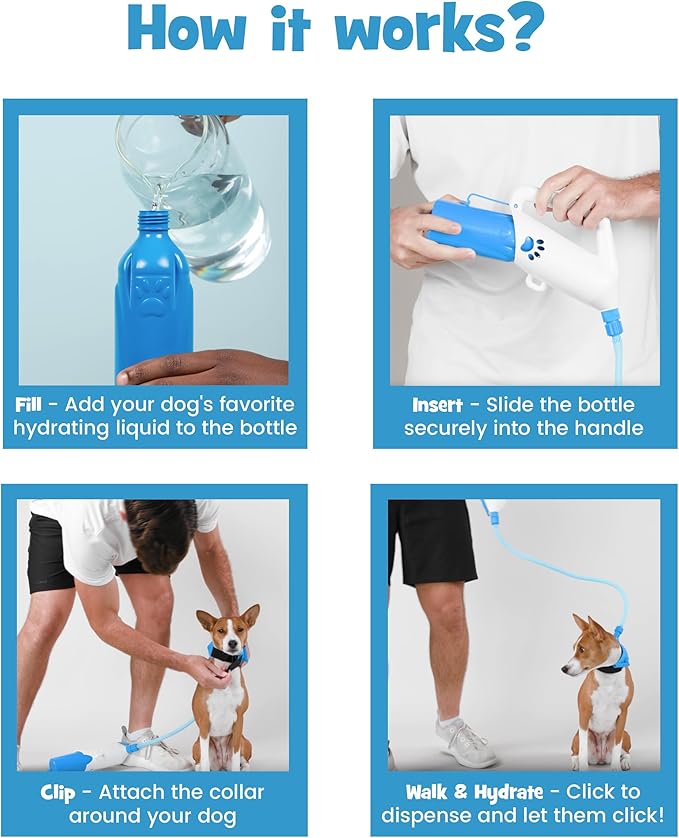 Dog Leash with Built-in Water Dispensing System, Durable Braided Cable, Hands-Free Hydration for Small to Large Dogs, Travel & Outdoor Ready (Medium)