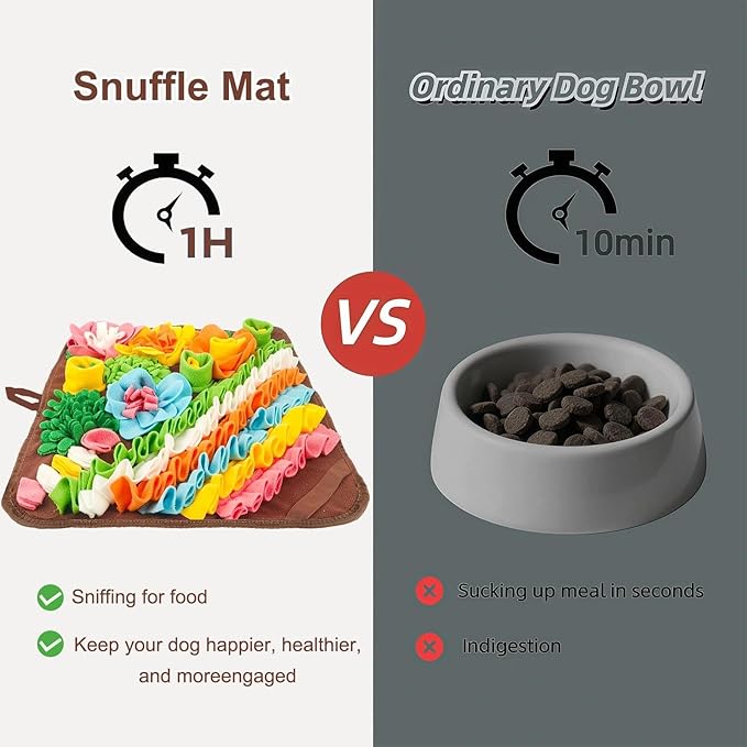 Large Snuffle Mat for Dogs - Dog Snuffle Mat for Slow Feeder, Reduce Boredom, Fun Foraging Mats for Large Medium Dog Sniff Mats for Dogs 19.5in Brown