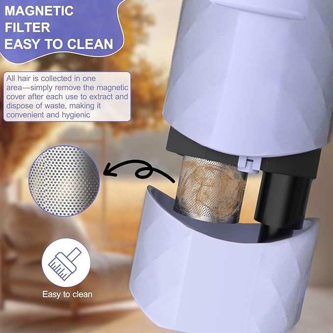 Pet Hair Dryer, Neck-Hanging Dog Dryer for Pet Grooming with 3 Speeds 4 Temp, Dog Blow Dryer for Small to Medium Pets with Stand, for Pet Salon Grooming, Powerful Airflow for Rapid Drying(Purple)