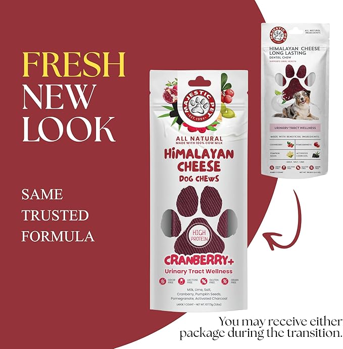 Majestic Pet Himalayan All-Natural Yak Style Cheese Dog Chews Made with 100% Cows Milk- Long Lasting Dental Chew for Dogs - Healthy Pet Treats (Urinary Tract Wellness, Large, 1 Pack)