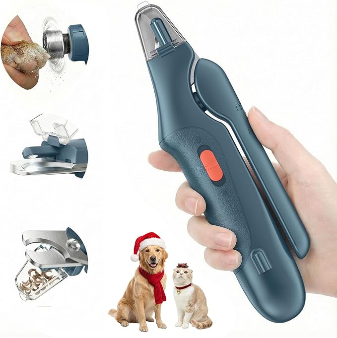 2 in 1 Dog Nail Clippers & Cat Nail Clippers Trimmers for Large Medium Small Dogs Cats Claw Trimmer Quick Sensor and Safety Guard USB Rechargeable Dogs Nail Trimmer with Catcher & 2 LED Lights