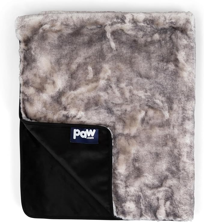 PupProtector Luxe Waterproof Throw Blanket for Dogs and Cats, Pet Blanket Cover for Couches, Sofas, Beds, Car Seats, Furniture, Calming Soft Faux Fur, Chinchilla, Large (80" L x 62" W)