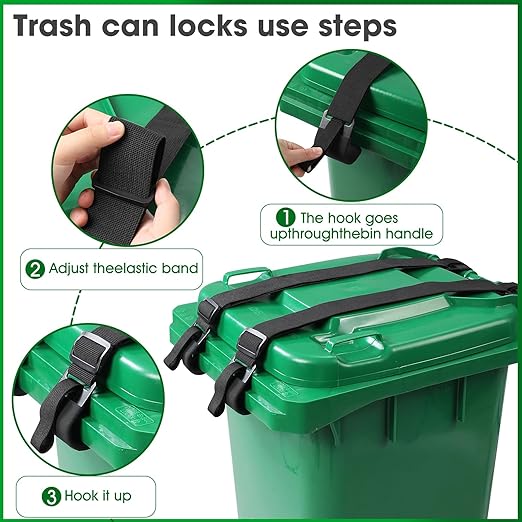 1 Pcs Trash Can Lock for Animals Secure Garbage Can Lid Straps Adjustable Heavy Duty Outdoor Bins, Bear/Raccoon/Dog Proof