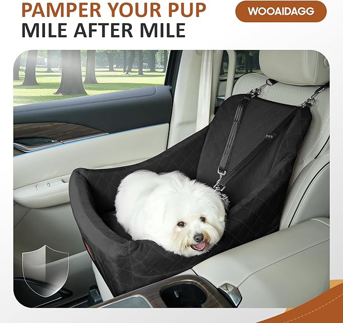 Dog Car Seat for Medium Sized Dog,Pet Travel Car Bed with Seat Belt Channle,Fully Detachable and Washable Car Dog Seat with Adjustable Straps,3 Straps Easy to Install (Black)