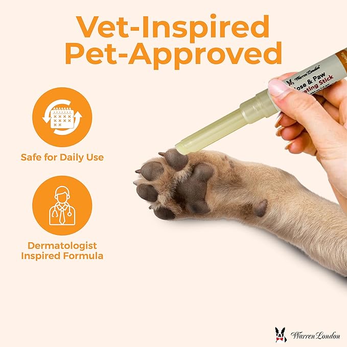 Warren London Nose & Paw Balm Stick for Dogs | Hydrating Moisturizer for Dry, Cracked Paw Pads | Soothes & Protects Dog Paws and Noses | Easy Glide-On Application
