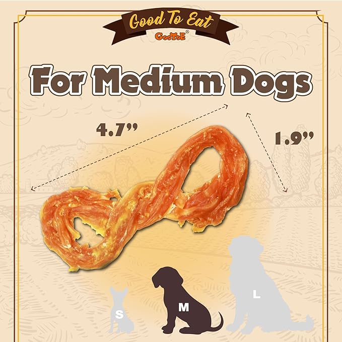 Gootoe Turkey Tendons for Dogs –All-Natural, Hypoallergenic Dog Treats, Rawhide Alternative, Long Lasting Puppy Chews, Healthy Dog Treats for Medium Breeds, Rope (M), 16 oz Pack (1 lb)