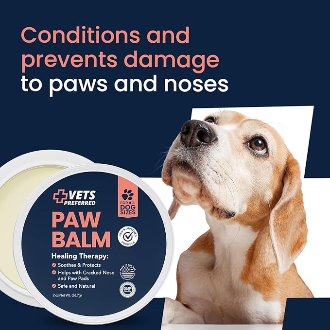 Vets Preferred Paw Balm Pad Protector for Dogs – Dog Paw Balm Soother – Heals, Repairs and Moisturizes Dry Noses and Paws – Ideal for Extreme Weather Season Conditions - 2 Oz - 2 Pack