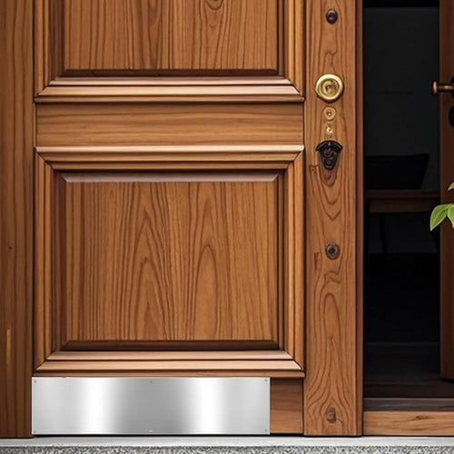 1 PC Aluminum Door Kick Plate, 4''X16'' Door Push Plate, Door Handle Hole Cover Plate, Protects Door from Damage, Filler Push Plate for Interior/Exterior Door, Dog/Cat Door, Garage Door, Cabinet Door