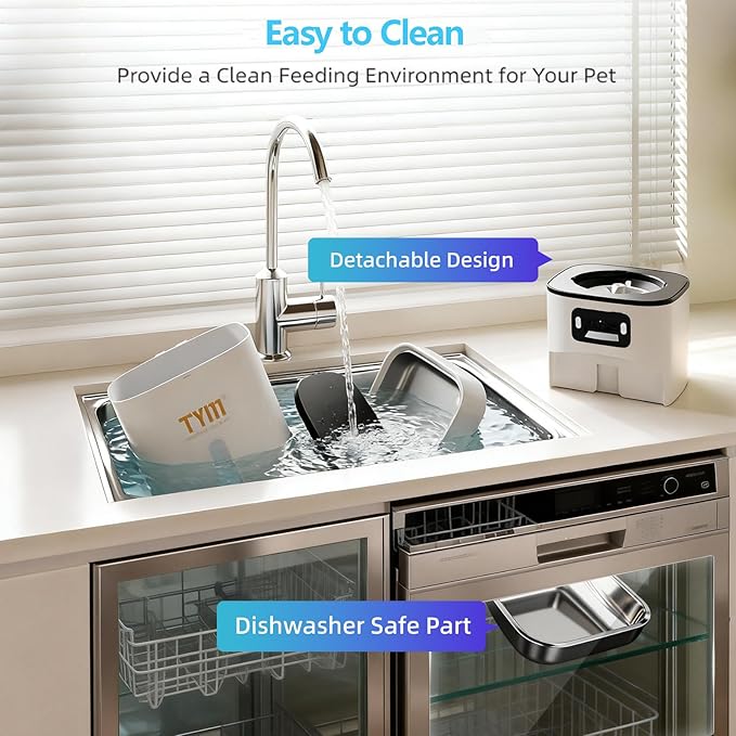 TYM Automatic Cat Feeder with Camera, 5G WiFi Auto Cat Dog Food Dispenser with APP Remote Control, 7L Large Food Storage for Multiple Pets, Scheduled Feeding, Stainless Steel Bowl, Easy Clean