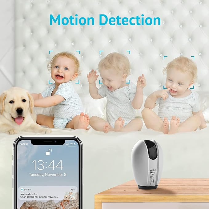 LaView Security Cameras 2k with Color Night Vision, 4MP Cameras for Home Security with Motion Detection, Two-Way Audio, Indoor WiFi Camera for Baby/Pet, Alexa, USA Cloud Service,White